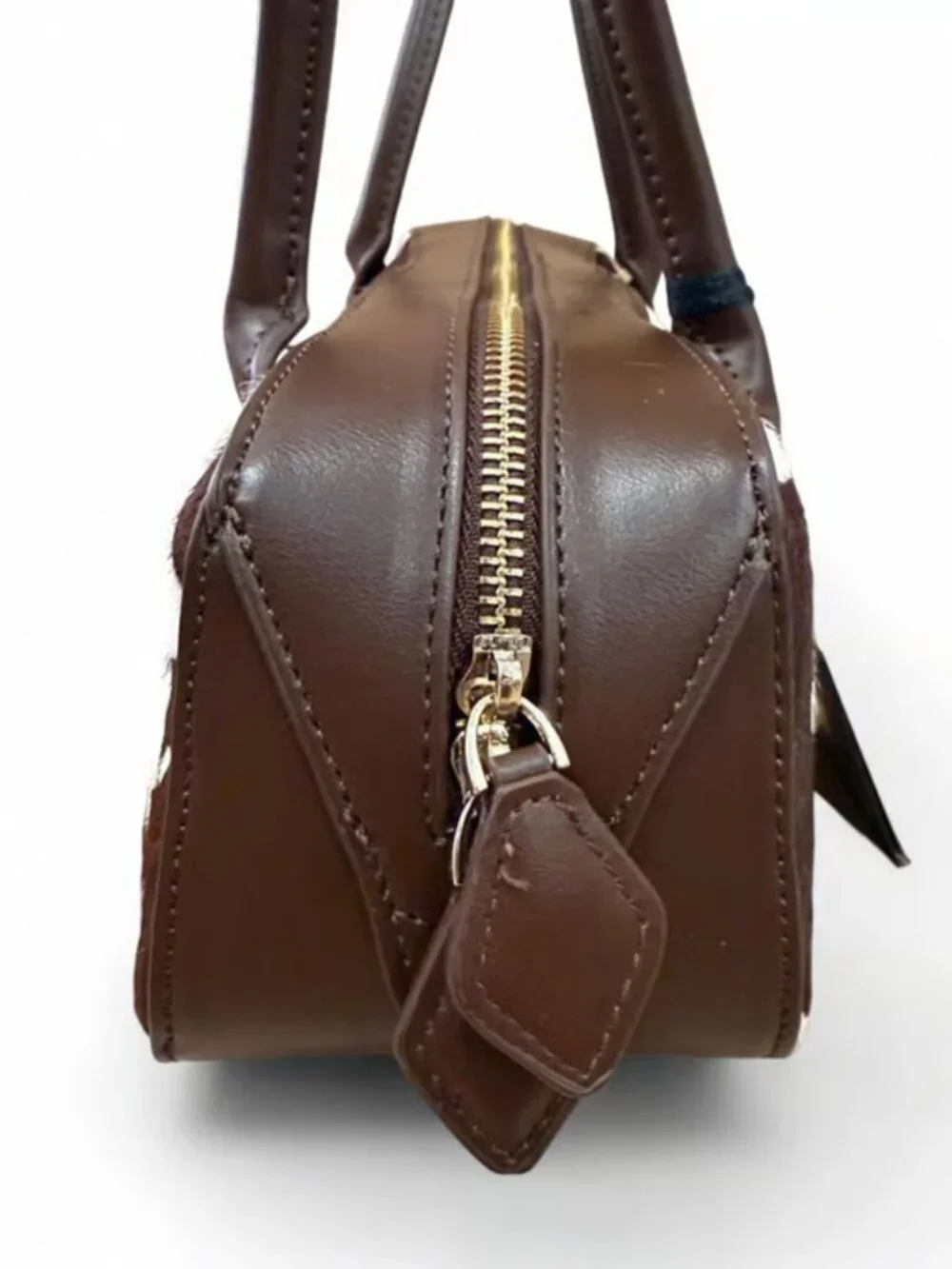 House of Harlow 1960 - Cow Print Barrel Shoulder Purse- Brown/White- NWT - Picture 5 of 12